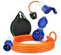 10m Caravan Hook Up Cable, 240V 16A Camping Electric Hook Up Cable with 3 Pin Fly Lead Converter and Carrying Bag, IP44 Waterproof Extension Lead for Motorhomes Campervans