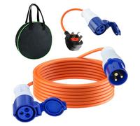 10m Caravan Hook Up Cable - 240V 16A Camping Extension Lead with 3 Pin Fly Lead Converter and Carrying Bag, Power Cord Electric Extension Cable for Motorhomes Campervans