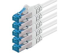 1aTTack.de 10m - CAT6a - network cable white - 5 pieces CAT 6 A patch cable 10000 Mbit s SFTP PIMF 500 MHz compatible with CAT5 CAT6 CAT7 DSL Internet Switch Router