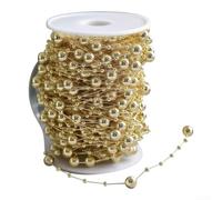 10m Christmas Bead Garland ABS Reflective Tree Trim Gold Beads Roll | Shiny reflective ABS beads for versatile decoration use on trees fireplaces or events various color options