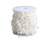 10M Christmas Bead Garland, Artificial-Pearls Strands Xmas Bead Garland Roll Reflective Beads Trim For Christmas Tree Wedding DIY (Milky-white)