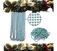 10m Christmas Bead Garland, Luxury Tree & Room Decoration, 8mm Beads, Long Chain for Christmas Tree (Ice Blue)