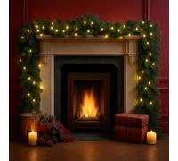 10M Christmas Garland, Christmas Fireplace Garland with 200 LED Lights Xmas Garland Decoration for Home Outdoor Stairs Fireplaces Xmas Decor (10M)