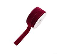 10M Christmas Ribbon Roll with Velvet Cloth and Single Side Flocking for Decorating Presents, Trees, Wreaths, and More (1.5cm red)