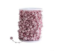 10m Christmas Tree Bead Garland Roll, Shiny Reflective Decorative Artificial Plastic Bead Trim Decoration Accessories for Holiday Festive Display, Party and Wedding(Pink)