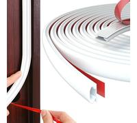 10M Draught Excluder for Doors Draft Excluder Strip, D-Shape Rubber Door Sealing Strip for Door Frame Windows Soundproof Insulation, Suit for 2.5 to 5.5mm Gap (White)