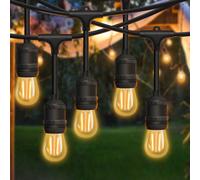 10M Drop Outdoor Garden String Lights with 15 Sockets E27 Holder, IP65 Commercial-Grade (Bulb not included) ExtraStar Black One Size