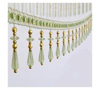 10m European Crystal Pendant Beaded Trim Tassel Fringe DIY Curtain Lace Stage Clothing Home Wedding Decorative Accessories(Green)