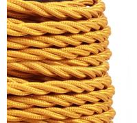10m Fabric Cable Twisted Cloth Covered Wire 2 Core Electrical Lamp Cord 18AWG 32.8 Feet, Vintage Woven Wiring for Pendant Lights, DIY Projects (Gold)