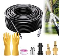 10M Flexible Drain Rods - High Pressure Washer Hose Drain Pipe Cleaning Kit with Adapter for Karcher/Lavor/Bosch, Replacement Hose for Karcher K Series Pressure Washers K2-K7