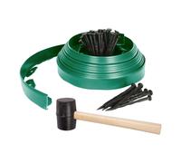 10m Flexible Plastic Lawn Edging Kit with 40 Pegs & Mallet Harbour Housewares Green One Size