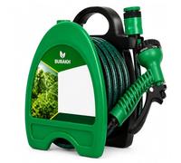 10m Garden Hose Reel with 4-Function Spray Nozzle - Compact, Wall-Mountable & Portable Patio Hose for Small Gardens, Balconies, Pots, Car Washing & Outdoor Cleaning (32ft / 10M)