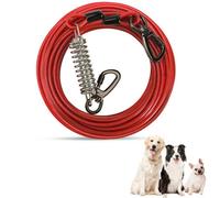 Greenfields 10m Dog Tie Out Cable Heavy Duty Steel Dog Runner with Shock Absorbing Spring, 360° Swivel Clip, Anti Tangle Outdoor Dog Lead for Garden Yard Camping 60, 120, 250 lbs
