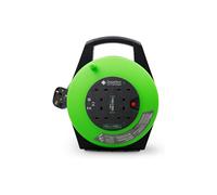 Desiretech - 4 Socket Extension Lead - 10m Portable Cable Reel - Thermal Cut Out, Ergonomic Handle, Green/Black - Heavy Duty Extension Cord for Indoor Use (10 Mtere)