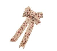 10m Hessian Ribbon Christmas Wired Ribbon Vintage Ornaments Christmas Printed Ribbon Roll for Christmas Crafts Decoration, Floral Bows Craft