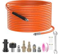 10m High Pressure Washer Drain Pipe Hose Cleaning Kit for Karcher K2-K7 | Compatible for Bosch AQT,Lavor,M22,1/4" Quick Connect,Unblocker Sewer Jetter Kit, Rotating Jet Nozzle