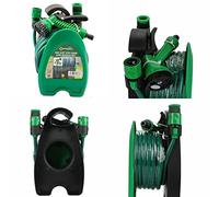 10M Hose Reel 3/8" Hose Pipe Reel Sprayer Gun Connector Hose & Nozzle Set Garden Watering Equipment Plastic Green