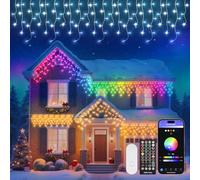 10M Icicle Outdoor Christmas Lights 299 LEDs, RGB Colour Changing, DIY