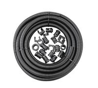 10m ID 20mm x OD 25mm Corrugated Tube, Black Flexible Corrugated Conduit Tube Cable Wire for Trunking, Car Tubing, with Fittings