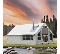 10m² Large Blow up Tent with Stove Jack,Easy Setup Glamping Tents Waterproof Luxury Tents,Inflatable Camping Tents 6-8 Person,4 Season Air Tent with Mesh Windows & Pump,for Family,B