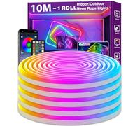 10m Led Neon Strip Lights,Flexible Led Rope Lights,IP65 Outdoor RGB Neon String Lighting,Control with App/Remote,Multiple Modes,Music Sync Gaming Strip Light for Bedroom Indoor