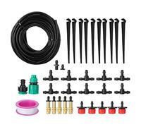 10m Micro Automatic Drip Irrigation Kit, Garden Watering System with 5 Nozzles, 4mm Tubing for Greenhouse Balcony Potted Plants, Humidification and Cooling Sprayer