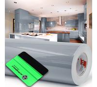 10m Oracal 621 gloss 090 silver grey metallic plotter film + squeegee adhesiv...