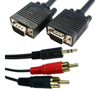 10M Pc Laptop To Tv Cable Kit Vga Svga Male & 3.5mm Jack Plug 2 Rca Audio Lead