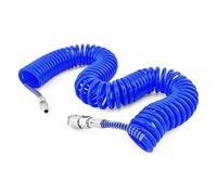 10m PU Recoil Air Compressor Hose,1/4" Euro Quick Coupler & Plug | 5mm ID x 8mm OD,Polyurethane Air Line Hose with Bend Restrictor for Air Compressor,Blue