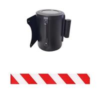 10M Queue Barrier Tape with Carbon Steel Housing Mounting Accessories for Crowd Control Event Management Safety Cordon - Easy to Install Ideal for Events