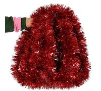 10m Red Chunky Tinsel - 10 Metres Sparkly Xmas Garland for Christmas Tree Decorations, Home & Office Christmas Décor UK