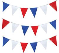 10M Red White and Blue Bunting Garland Union Jack Banner Party Decorations Supplies Sporting Events Pub Bbq Royal Theme French USA 20 Flags