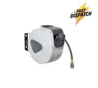 10m Retractable Air Hose Reel - 3/8" Industrial Rubber Hose with 180° Wall Mount