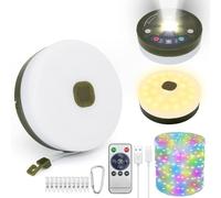 10m Retractable Camping String Lights,USB Rechargeable,1800mAh Battery,9 Lighting Modes,IP44 SplashProof, Stowable Portable for Camping,Tents,RV,Garden (RGB/USB Charge, 10m)