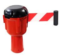 10M Retractable Traffic Cone Topper Belt High-Visibility Road Safety Emergency Warning Strap Bright Yellow Striped Marine-Grade Waterproof Ideal for Outdoor Use (Red)