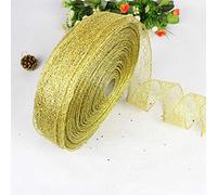 10m Ribbon Messy Dusting Christmas Decoration Ribbon Tree Net Lock Christmas Home Decor Crystal Diamond Beads (Gold, One Size)