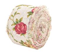 10m Ribbon Rolls Printed Rose Flower Burlap Ribbon Hessian Jute for Party Wedding DIY Handmade Christmas Decoration Craft