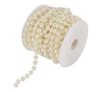 10m/roll 8mm Artificial Pearl Beads String Chain Garland, ABS Imitation Pearls Wire Beads Garland Roll for DIY Wedding Craft Party Home Decoration, White Beige