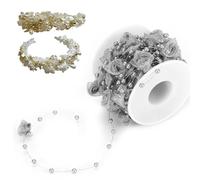 10m/Roll Faux Pearl Beads Garland Pearl Spool Roll Strand Rose Ribbon String Chain Decorative Beads for Wedding, Party, Christmas Tree(Sliver)