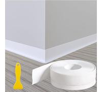 10M Self Adhesive Skirting Board Covers White, 50x20mm PVC Skirting Board | Plastic Flexible Skirting Board Trim Roll, Stick on Skirting White Edging Strip Self Adhesive for Floor Wall Kitchen Bathroom