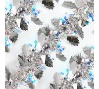 10m Silver Christmas Iridescent Tinsel Garland with Holly Leaves, 32.8ft, Shiny Metallic Twist Garland for Christmas Tree, Ceiling Hanging, Stairs Decoration, Holiday Party Supplies