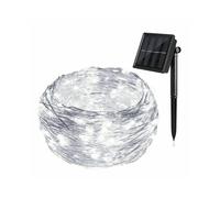 10m Solar-Powered White 100 LED String Fairy Lights