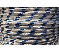 10m Strong Braided Polypropylene Plaited Poly Rope Cord Yacht Boat Sailing White with Blue Flecks (3mm)