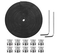 10M Timing Belt with 6mm Width, Synchronous Pulley Kit, 20 - Tooth 5mm Bore Aluminum Timing Pulleys for 3D Printer, Includes 10 Belts and 2 Wrenches