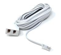 10m Twin BT Extension Lead, One BT Jack to Two BT Sockets, Double Telephone Splitter Cable 33ft White