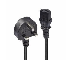 10m UK 3 Pin Plug to IEC C13 mains power Cable, Black