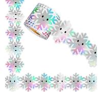 10M Winter Snowflake Bulletin Board Trim Adhesive Border Office Chalkboard Poster Decoration (114 Characters) Snowflake Trim Classroom Border Christmas Bulletin Board