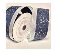 10m x 2.5” (63mm) Roll Wire Wired Edged Edge Christmas Ribbon Tree Tinsel Wreath Gift Bows. from a UK Specialist Company - Buy with Confidence. Glitter, Burlap, (9m Midnight Blue)