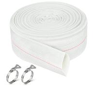 10m x 32mm (1 1/4") Layflat Discharge Hose - Reinforced Water Hose for Submersible, Sludge & Transfer Pumps Flexible, Kink-Resistant - Includes 2 Hose Clamps for Garden, Pool, Constructio