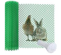 10m x 40cm Plastic Chicken Wire Mesh Roll, Garden Fencing Net for Poultry Breeding, Plant Protection, Balcony Safety, Temporary Yard Fencing, with 100 Ties, Green